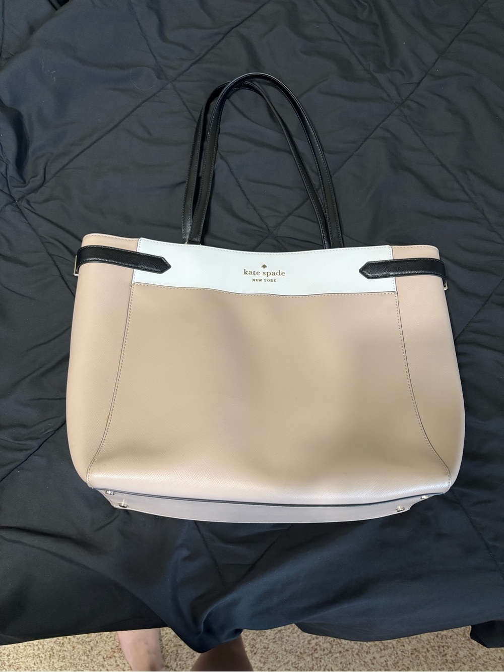 kate spade Beige, White & Black Colorblock Tote